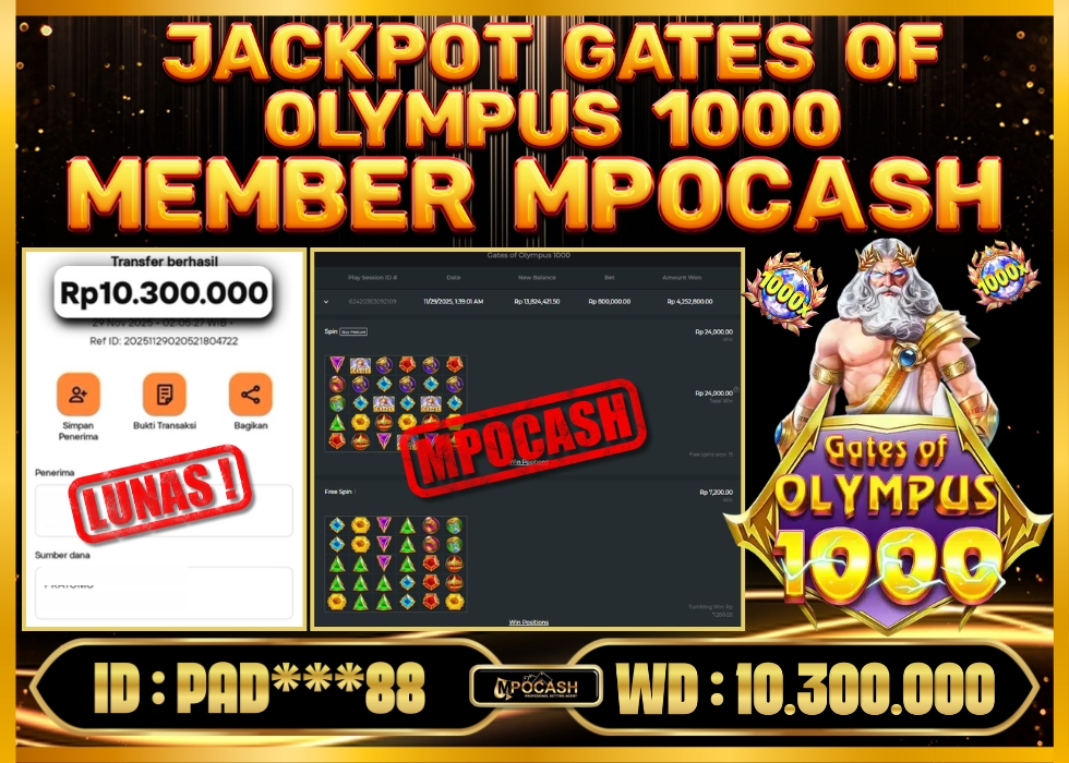 MPOCASH JACKPOT GATES OF OLYMPUS 1000